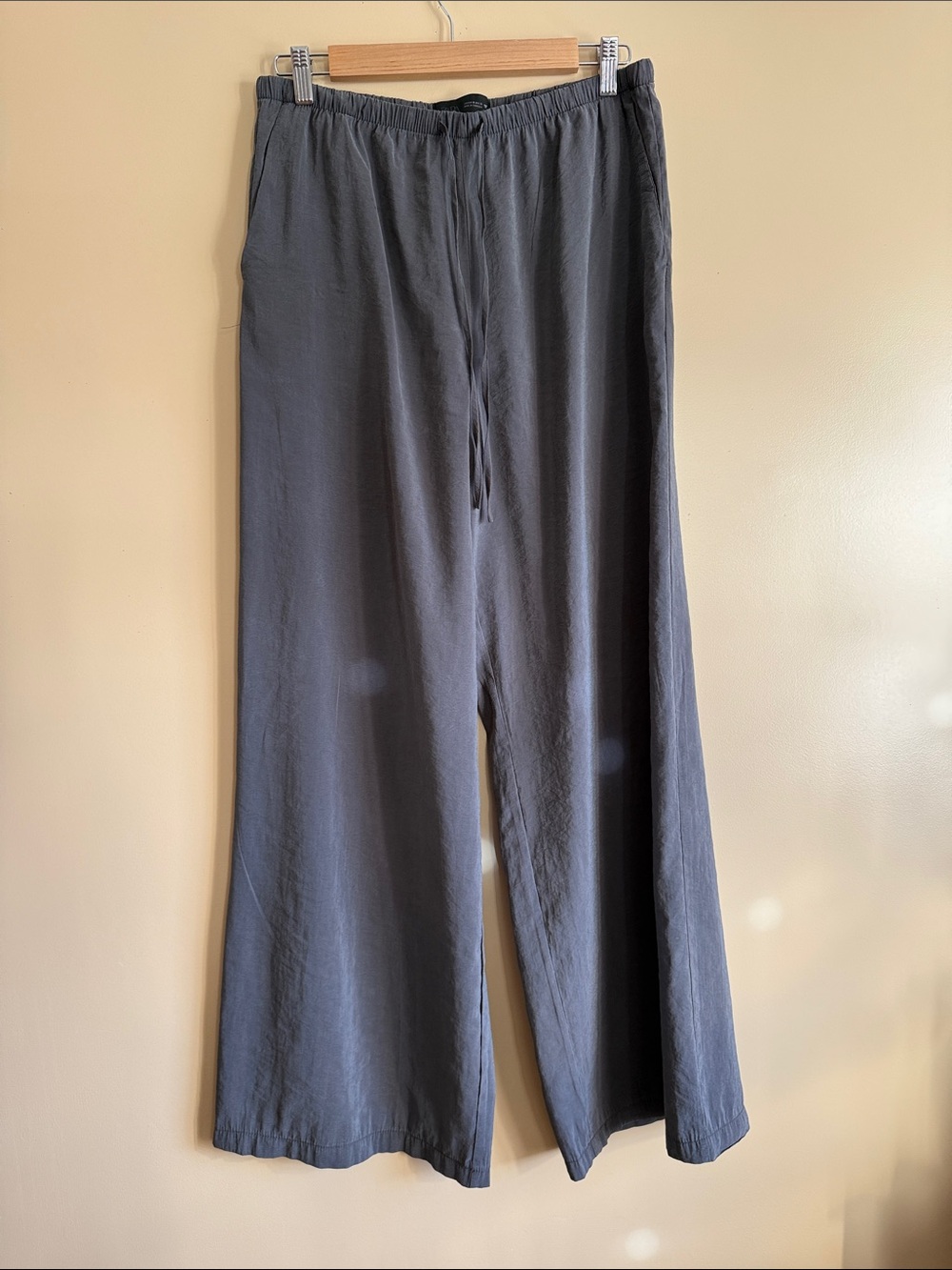 Zara Men's Wide-Leg Drawstring Pants - Charcoal